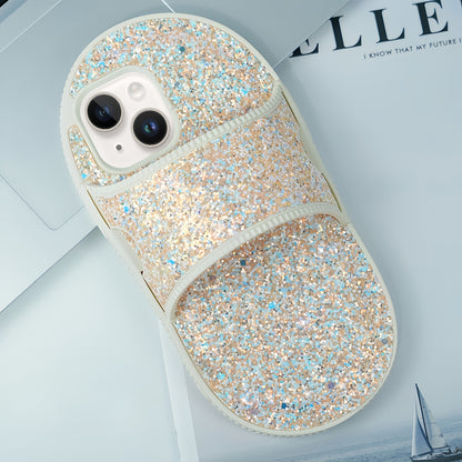 ELECTROPRIME For iPhone 15 Creative Glitter Slipper Design TPU Shockproof Phone Case(Gold)