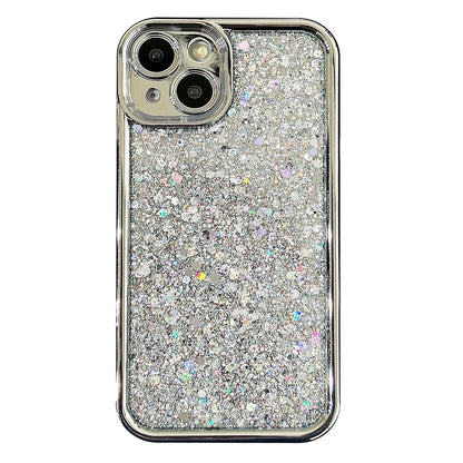ELECTROPRIME For iPhone 15 Electroplated TPU Glitter Powder Phone Case(Silver)