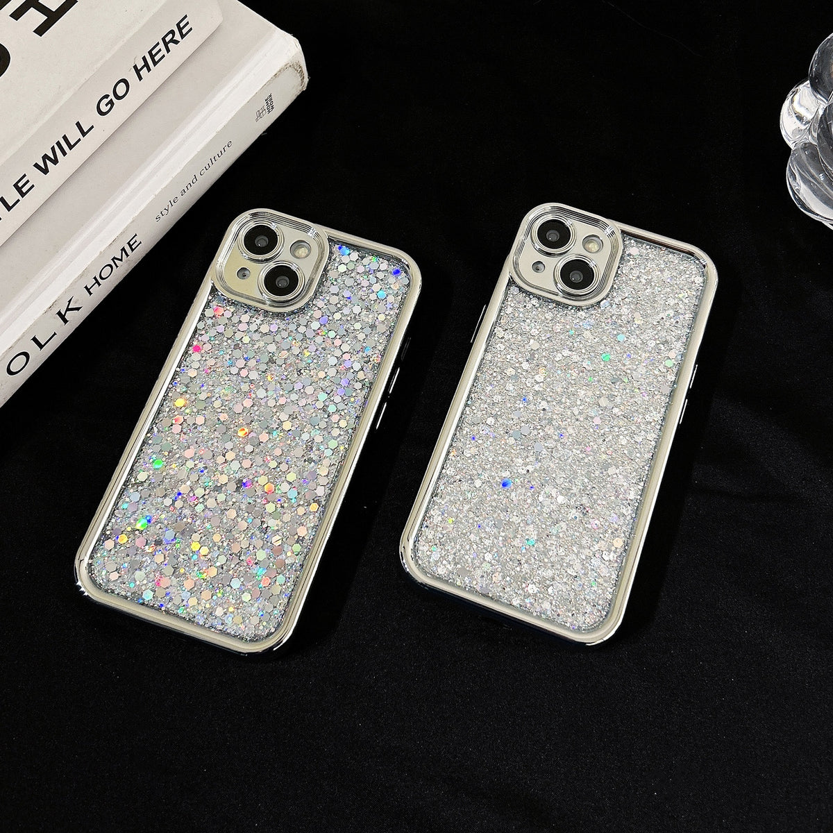 ELECTROPRIME For iPhone 15 Electroplated TPU Glitter Powder Phone Case(Silver)