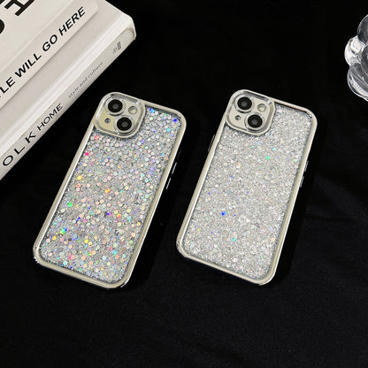 ELECTROPRIME For iPhone 15 Electroplated TPU Glitter Powder Phone Case(Silver)