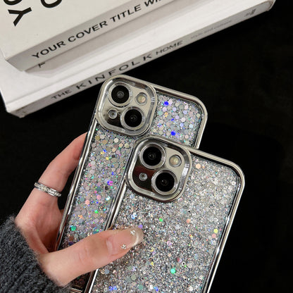 ELECTROPRIME For iPhone 15 Electroplated TPU Glitter Powder Phone Case(Silver)