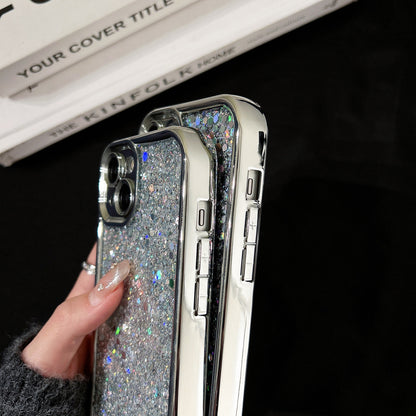 ELECTROPRIME For iPhone 15 Electroplated TPU Glitter Powder Phone Case(Silver)