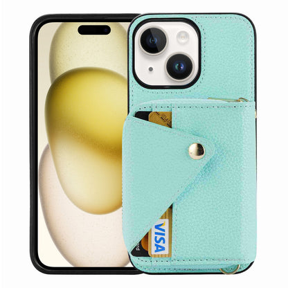 ELECTROPRIME For iPhone 15 Crossbody Zipper Card Bag RFID Anti-theft Phone Case(Mint Green)