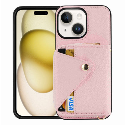 ELECTROPRIME For iPhone 15 Crossbody Zipper Card Bag RFID Anti-theft Phone Case(Pink)