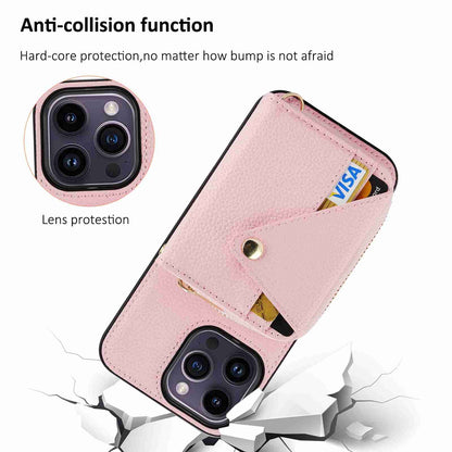 ELECTROPRIME For iPhone 15 Crossbody Zipper Card Bag RFID Anti-theft Phone Case(Pink)