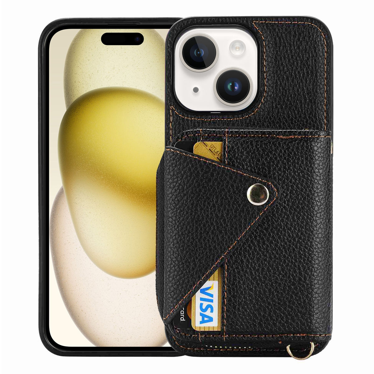 ELECTROPRIME For iPhone 15 Crossbody Zipper Card Bag RFID Anti-theft Phone Case(Black)