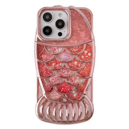ELECTROPRIME For iPhone 15 Mermaid Shape Painted Paper Embossed Electroplated TPU Phone Case(Blue)