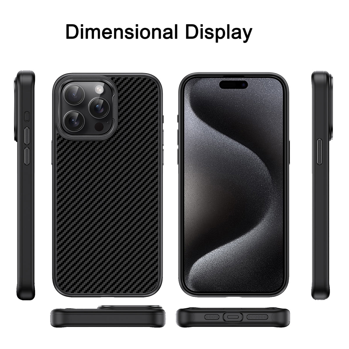 ELECTROPRIME For iPhone 15 Plus Carbon Fiber Textured Oil Spray PC + TPU Phone Case(Black)