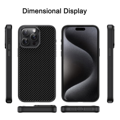 ELECTROPRIME For iPhone 15 Plus Carbon Fiber Textured Oil Spray PC + TPU Phone Case(Black)