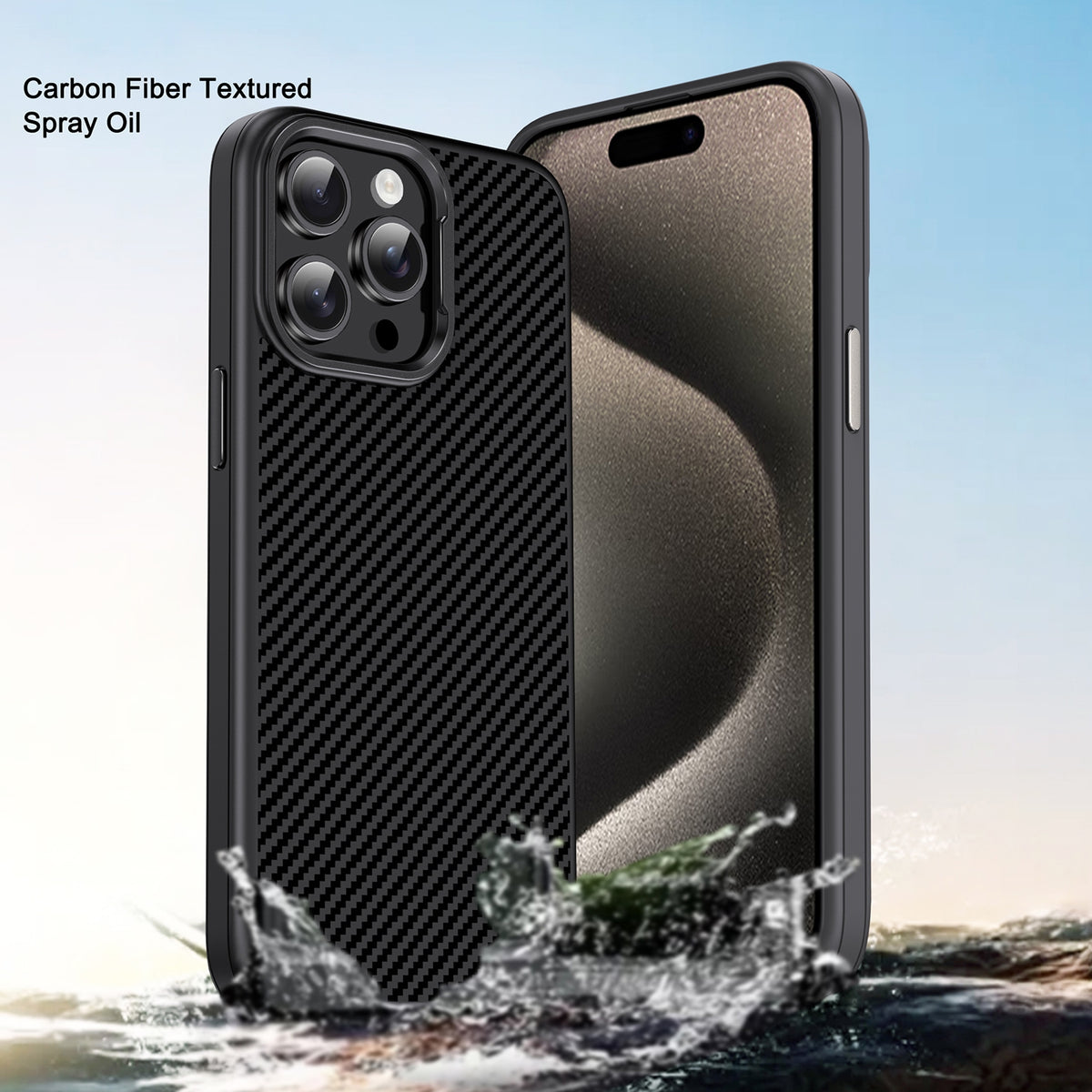 ELECTROPRIME For iPhone 15 Plus Carbon Fiber Textured Oil Spray PC + TPU Phone Case(Black)