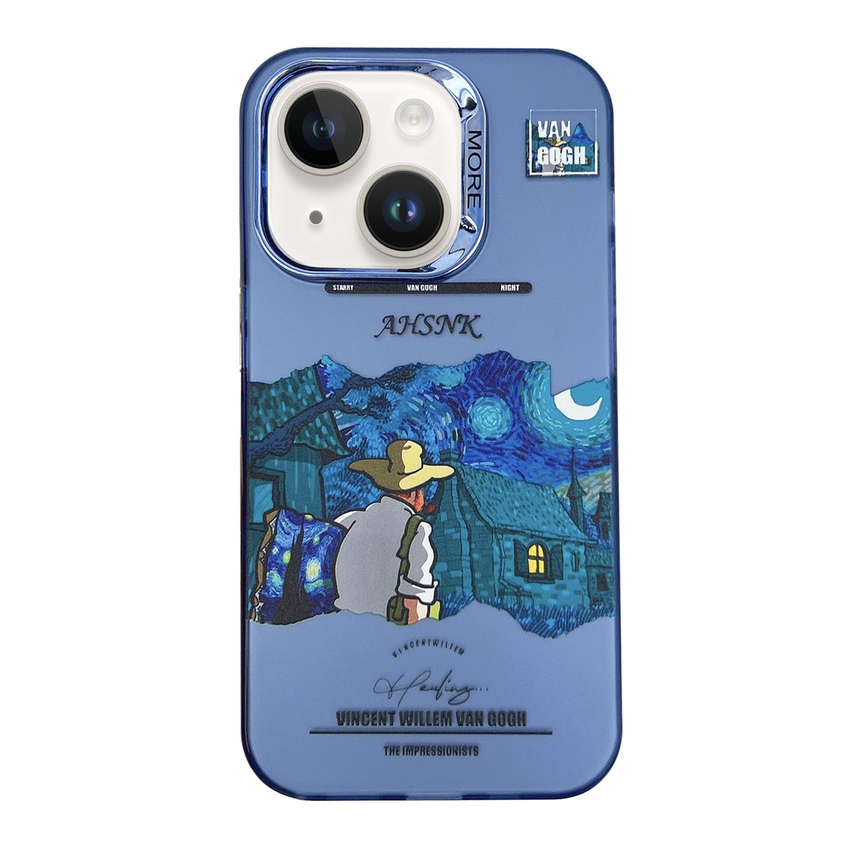 ELECTROPRIME For iPhone 15 Electroplated Lens Illustration Phone Case(Blue)