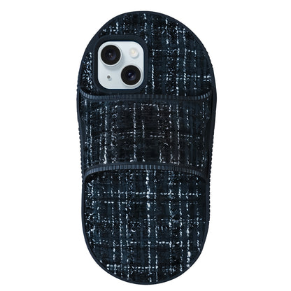 ELECTROPRIME For iPhone 15 Creative Flannel Slipper Design TPU Phone Case(Black)