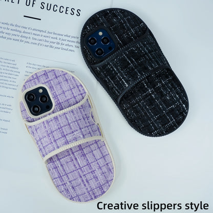 ELECTROPRIME For iPhone 15 Creative Flannel Slipper Design TPU Phone Case(Grey)