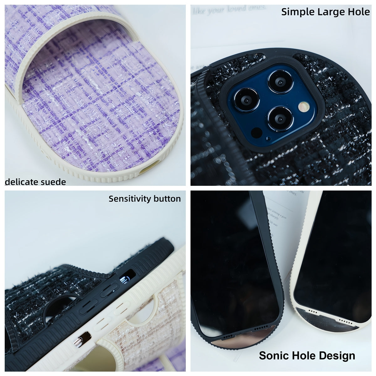 ELECTROPRIME For iPhone 15 Creative Flannel Slipper Design TPU Phone Case(Grey)