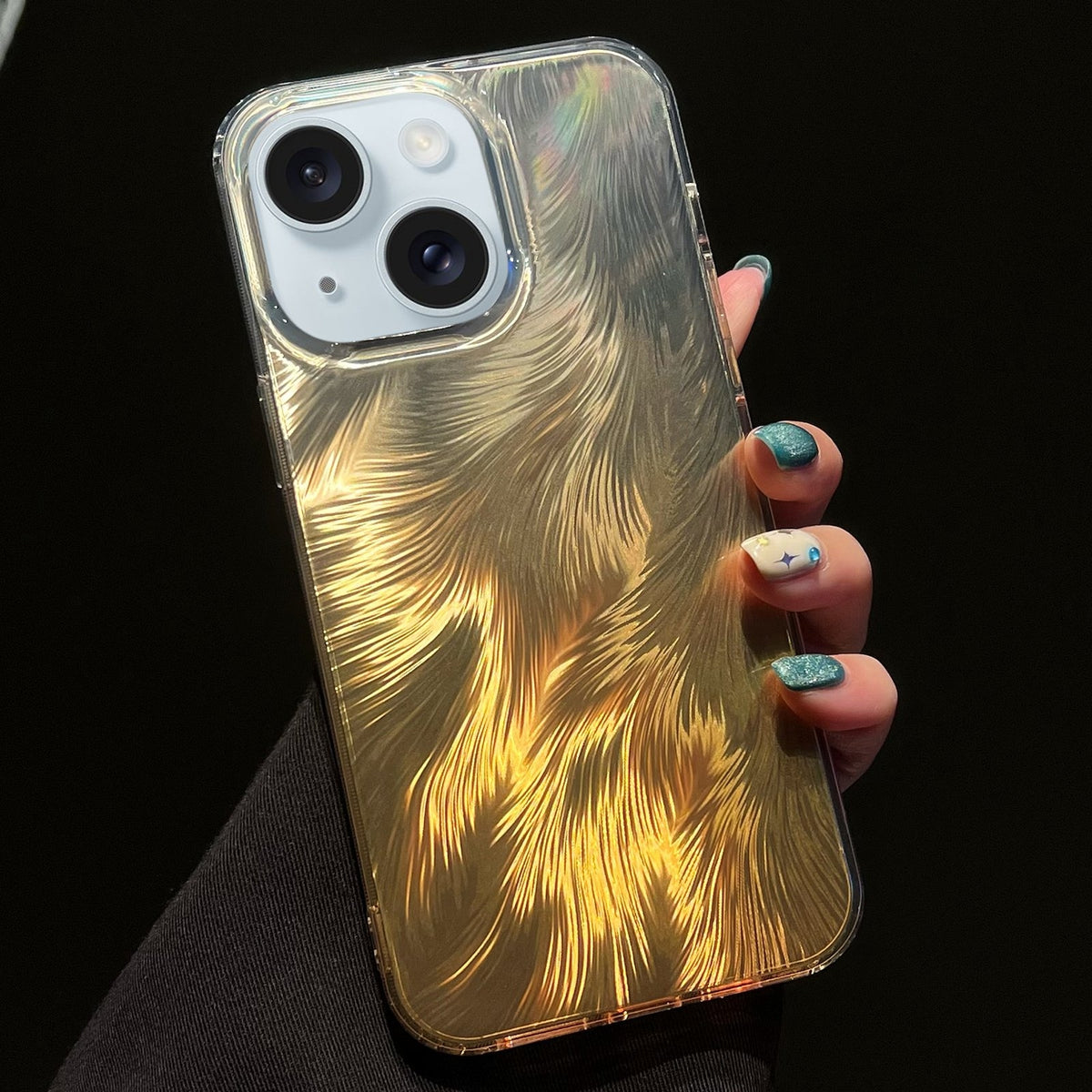 ELECTROPRIME For iPhone 15 Foxtail Bronzing Laser Gradient Phone Case(Yellow)