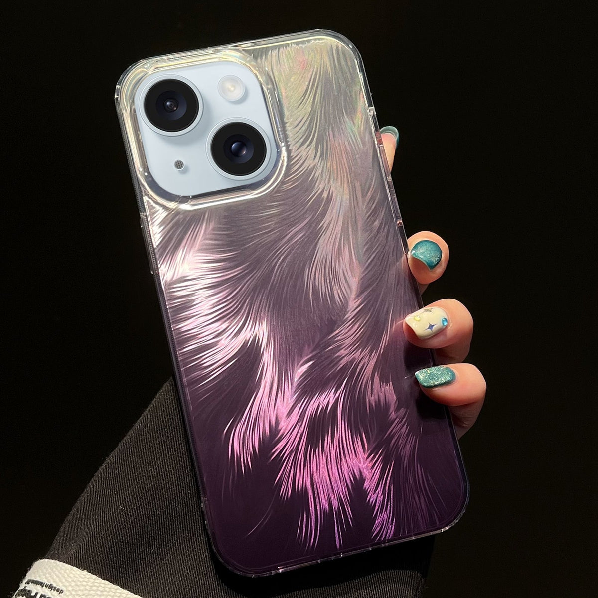 ELECTROPRIME For iPhone 15 Foxtail Bronzing Laser Gradient Phone Case(Purple)