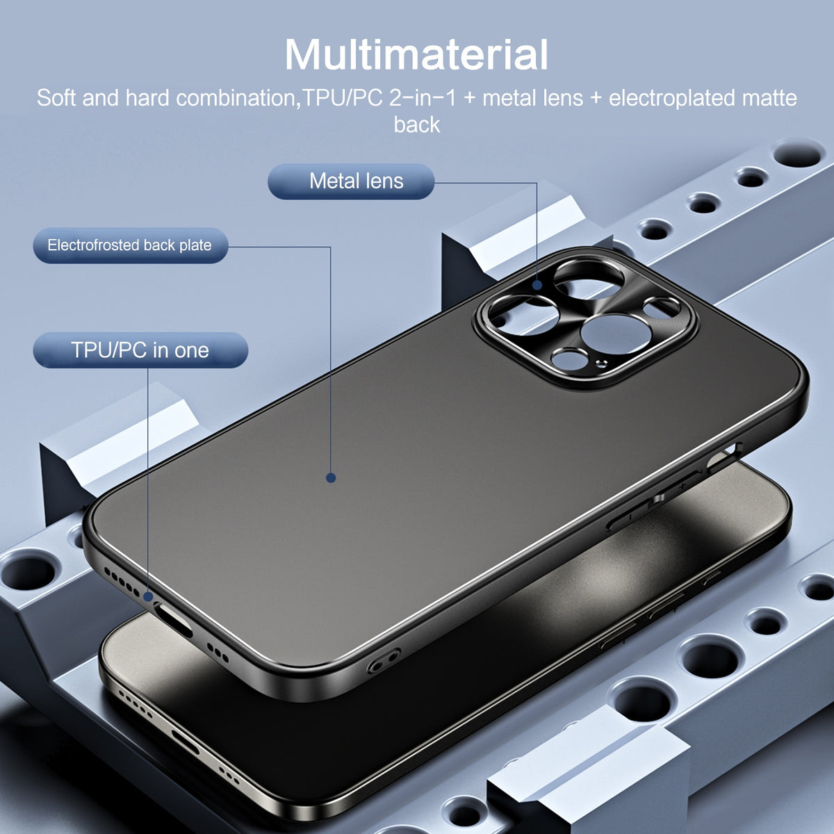 ELECTROPRIME For iPhone 15 Plus R-JUST RJ-61 Electroplating Frosted TPU + PC Phone Case(Silver)