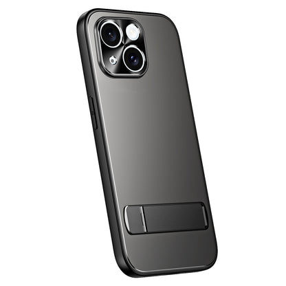 ELECTROPRIME For iPhone 15 Plus R-JUST RJ-61 Electroplating Frosted TPU + PC Phone Case with Holder(Grey)