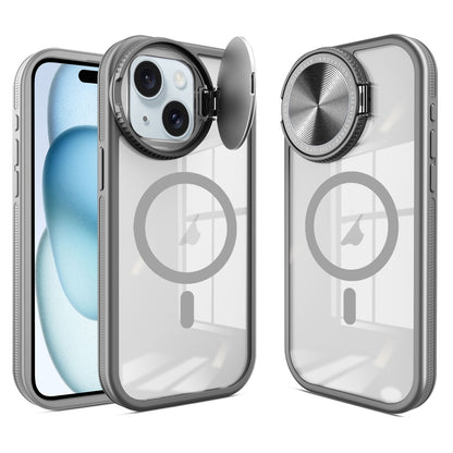 ELECTROPRIME For iPhone 15 Round Camshield MagSafe TPU Hybrid PC Phone Case(Grey)