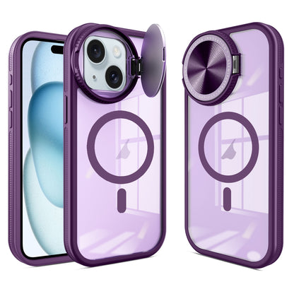 ELECTROPRIME For iPhone 15 Round Camshield MagSafe TPU Hybrid PC Phone Case(Purple)