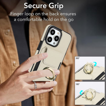 ELECTROPRIME For iPhone 15 Elastic Card Bag Ring Holder Phone Case(White)