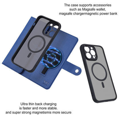 ELECTROPRIME For iPhone 15 Plus ViLi GHA Series Shockproof MagSafe RFID Leather Attraction Horizontal Flip Phone Case(Blue)