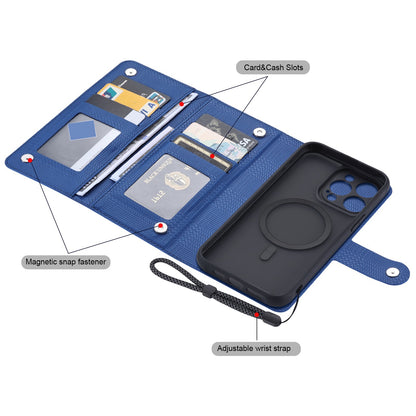ELECTROPRIME For iPhone 15 Plus ViLi GHA Series Shockproof MagSafe RFID Leather Attraction Horizontal Flip Phone Case(Blue)