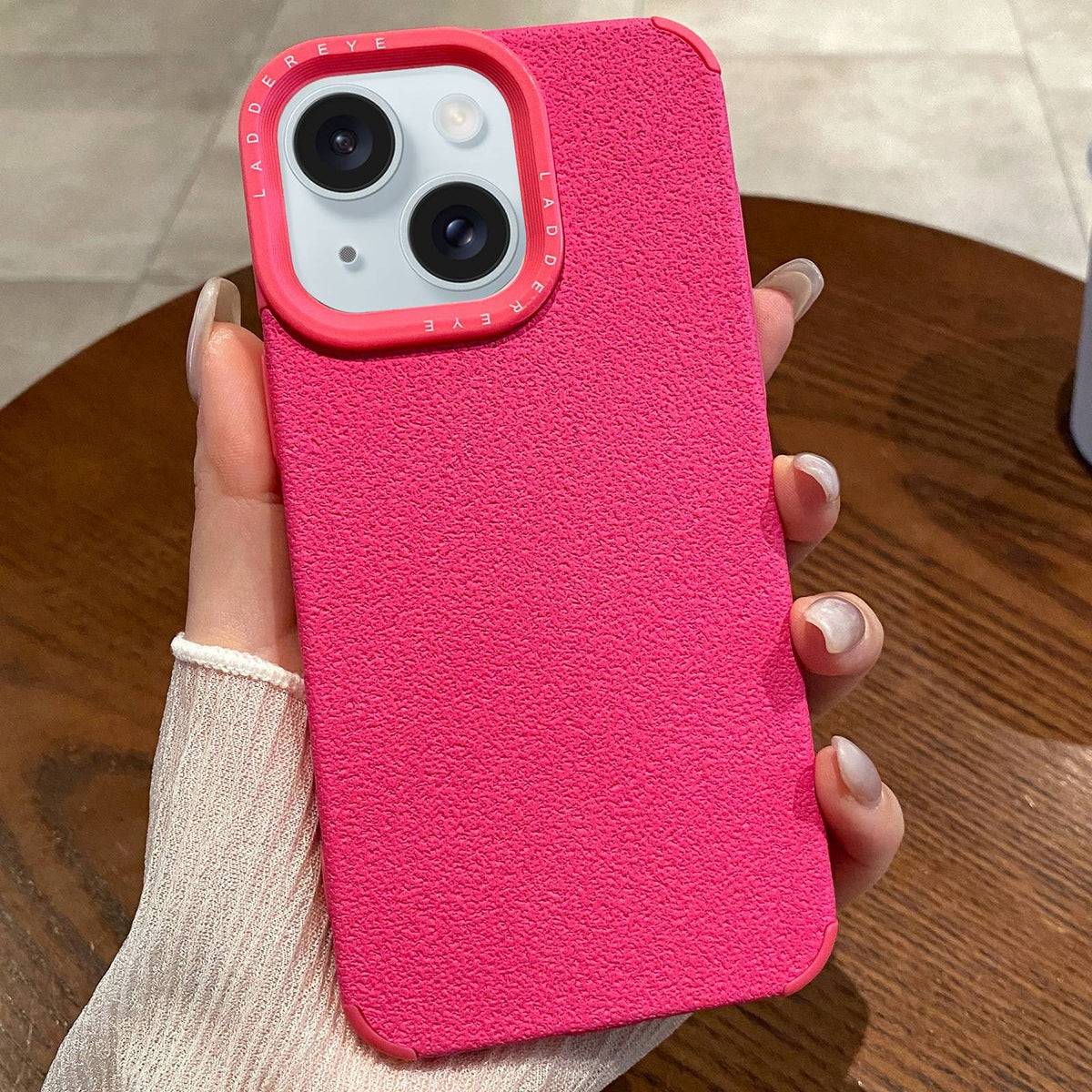 ELECTROPRIME For iPhone 15 Creative Lunar Craters TPU Full Coverage Shockproof Phone Case(Rose Red)