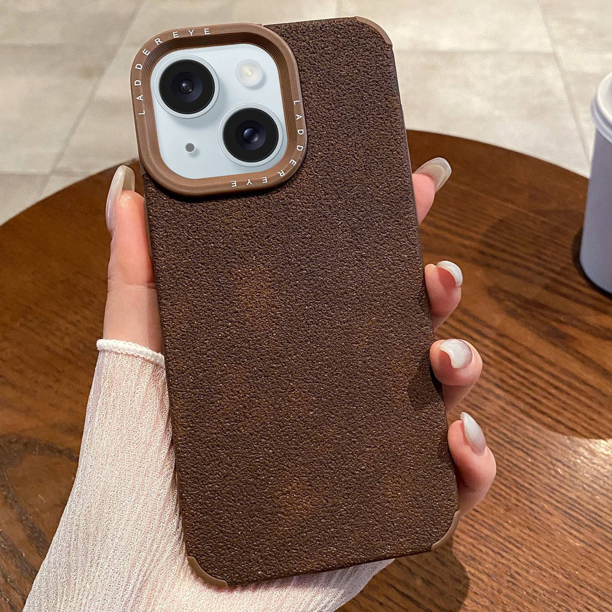 ELECTROPRIME For iPhone 15 Creative Lunar Craters TPU Full Coverage Shockproof Phone Case(Coffee)