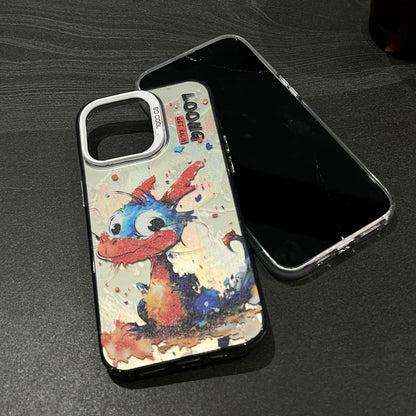 ELECTROPRIME For iPhone 15 Splash-ink AI Cute Dragon PC Hybrid TPU Phone Case(Green Dragon)