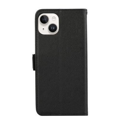 ELECTROPRIME For iPhone 15 ABEEL Side-Magnetic Litchi Pattern Leather RFID Phone Case(Black)