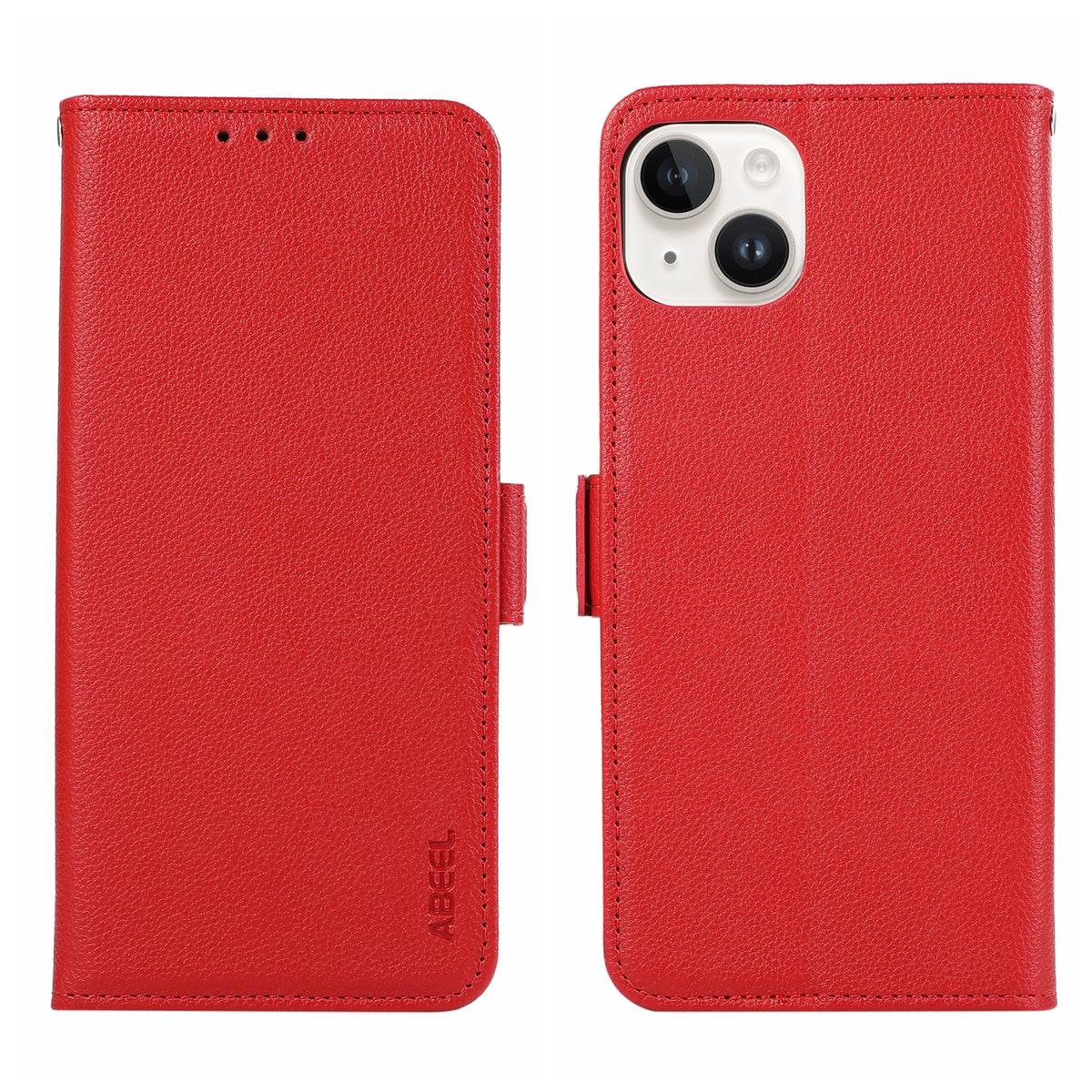 ELECTROPRIME For iPhone 15 ABEEL Side-Magnetic Litchi Pattern Leather RFID Phone Case(Red)