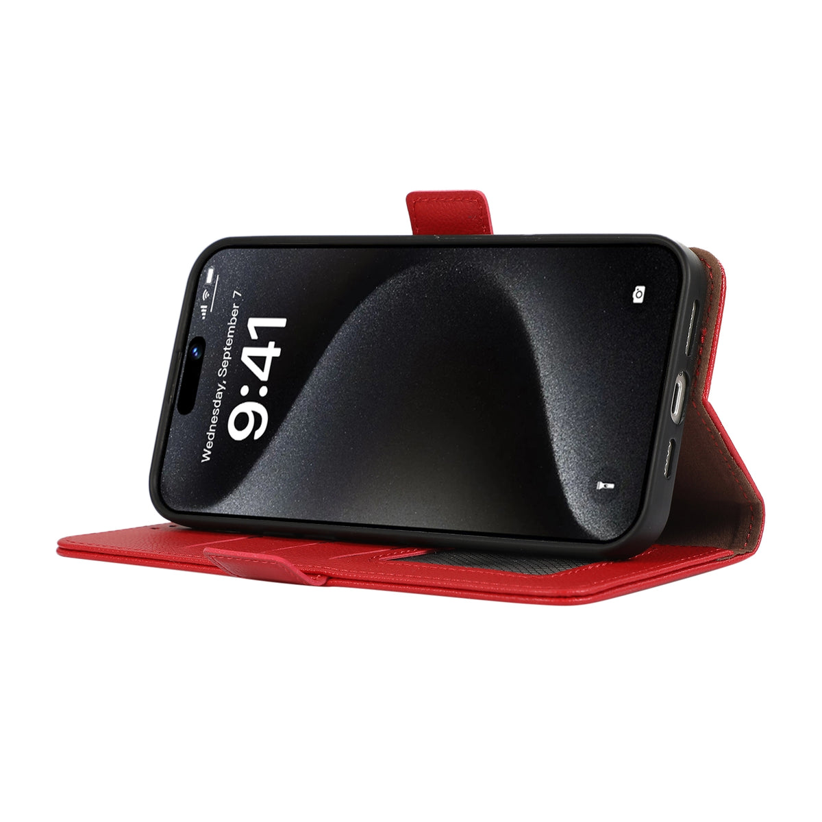 ELECTROPRIME For iPhone 15 ABEEL Side-Magnetic Litchi Pattern Leather RFID Phone Case(Red)