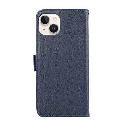 ELECTROPRIME For iPhone 15 ABEEL Side-Magnetic Litchi Pattern Leather RFID Phone Case(Blue)