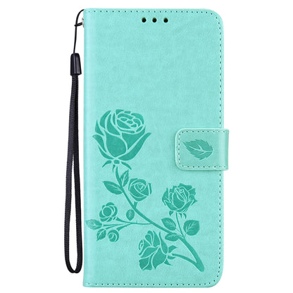 ELECTROPRIME For iPhone 15 Rose Embossed Flip PU Leather Phone Case(Green)
