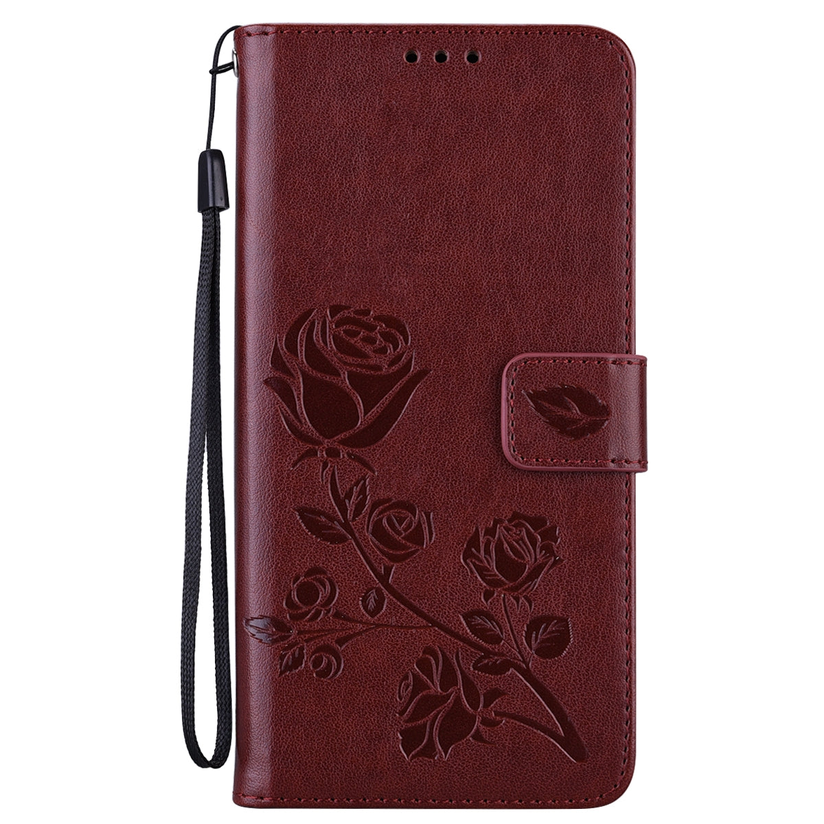ELECTROPRIME For iPhone 15 Rose Embossed Flip PU Leather Phone Case(Brown)