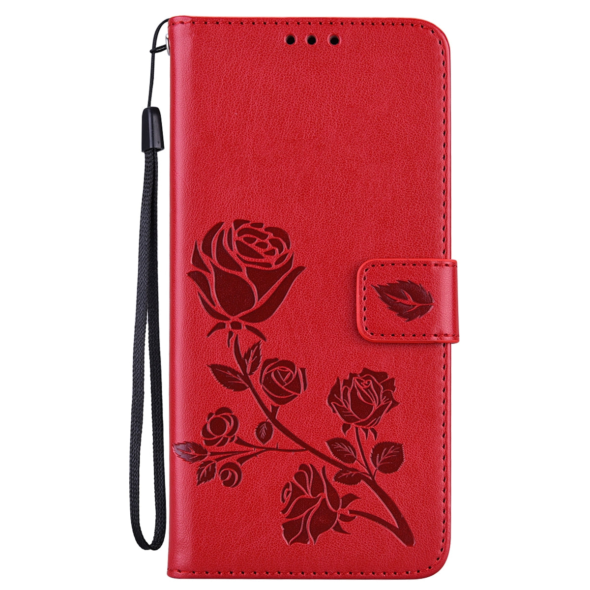 ELECTROPRIME For iPhone 15 Rose Embossed Flip PU Leather Phone Case(Red)