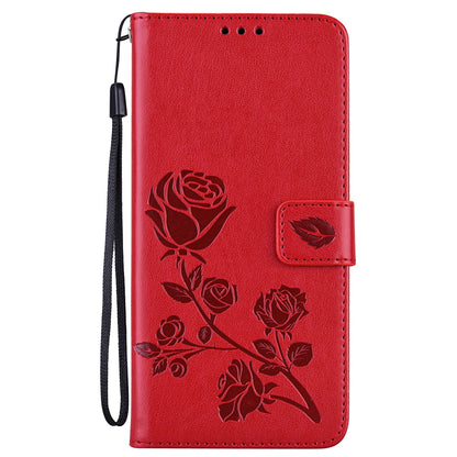 ELECTROPRIME For iPhone 15 Rose Embossed Flip PU Leather Phone Case(Red)