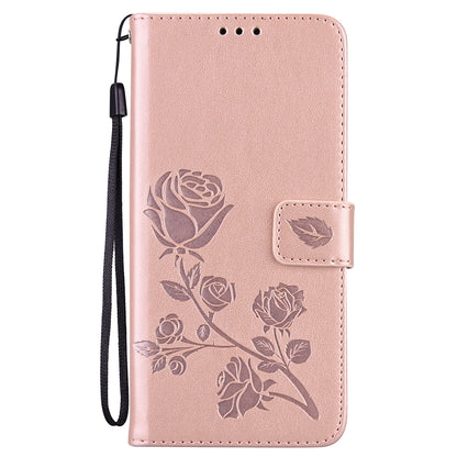 ELECTROPRIME For iPhone 15 Rose Embossed Flip PU Leather Phone Case(Rose Gold)