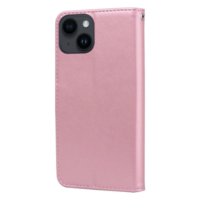 ELECTROPRIME For iPhone 15 Rose Embossed Flip PU Leather Phone Case(Rose Gold)