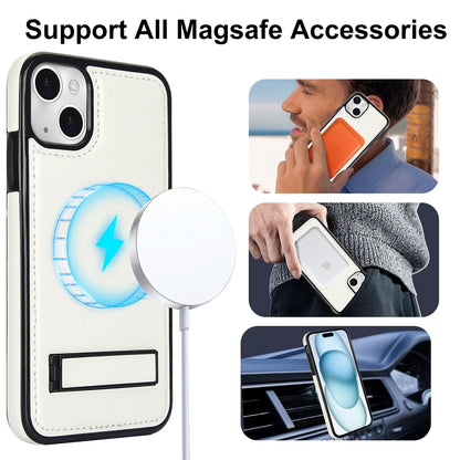 ELECTROPRIME For iPhone 15 Plus Retro Leather Invisible Stand MagSafe Phone Case(White)
