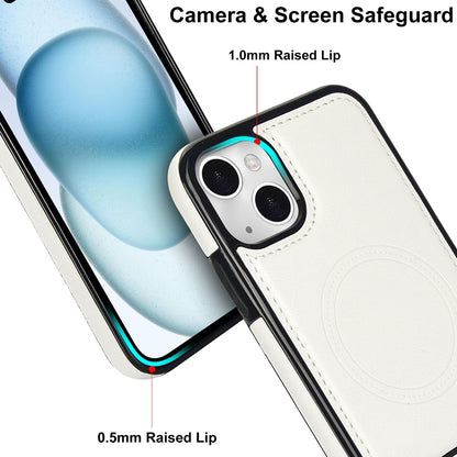 ELECTROPRIME For iPhone 15 Plus Retro Leather Invisible Stand MagSafe Phone Case(White)