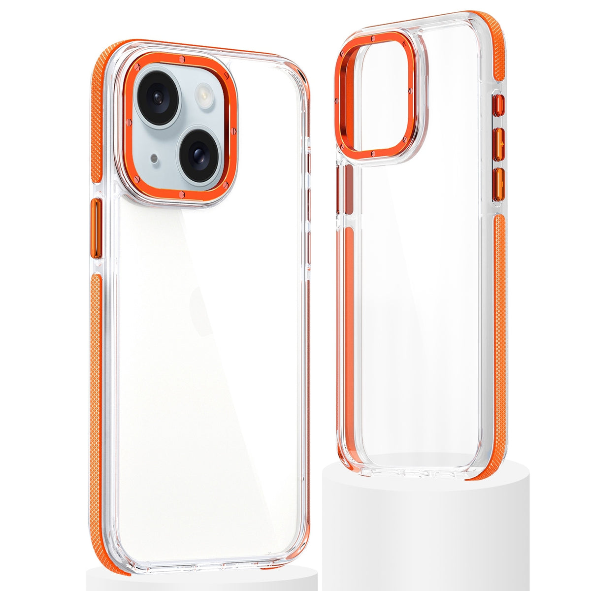 ELECTROPRIME For iPhone 15 Dual-Color Clear Acrylic Hybrid TPU Phone Case(Orange)