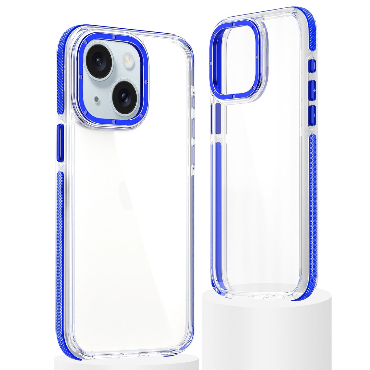 ELECTROPRIME For iPhone 15 Dual-Color Clear Acrylic Hybrid TPU Phone Case(Blue)