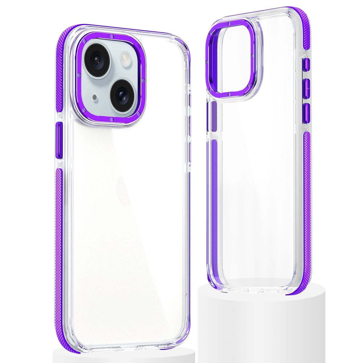 ELECTROPRIME For iPhone 15 Dual-Color Clear Acrylic Hybrid TPU Phone Case(Purple)