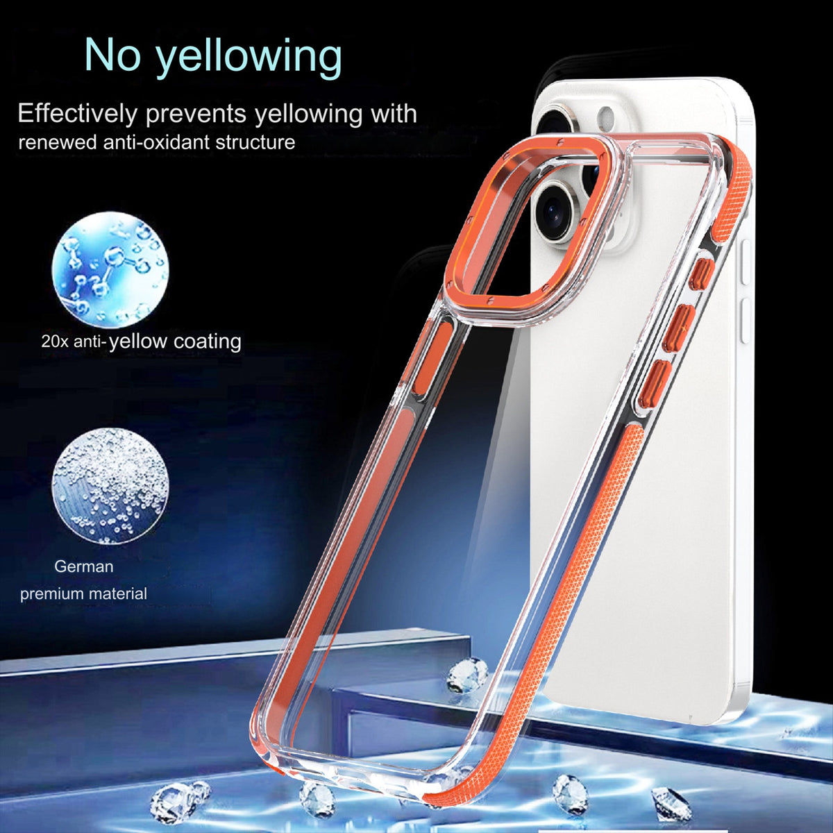 ELECTROPRIME For iPhone 15 Dual-Color Clear Acrylic Hybrid TPU Phone Case(Transparent)