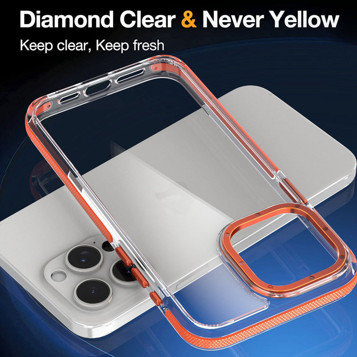ELECTROPRIME For iPhone 15 Dual-Color Clear Acrylic Hybrid TPU Phone Case(Orange)