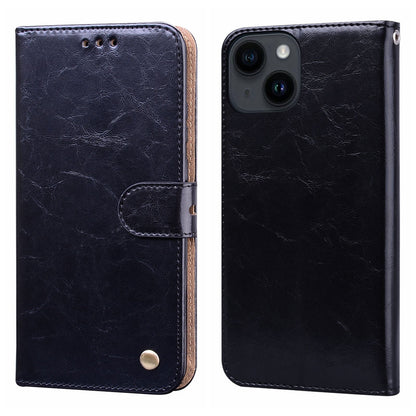 ELECTROPRIME Oil Wax Texture Shockproof Flip Leather Phone Case For iPhone 15(Black)