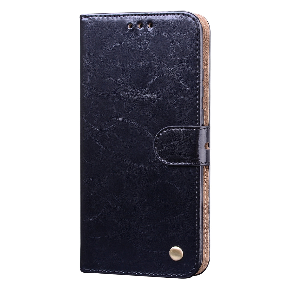 ELECTROPRIME Oil Wax Texture Shockproof Flip Leather Phone Case For iPhone 15(Black)