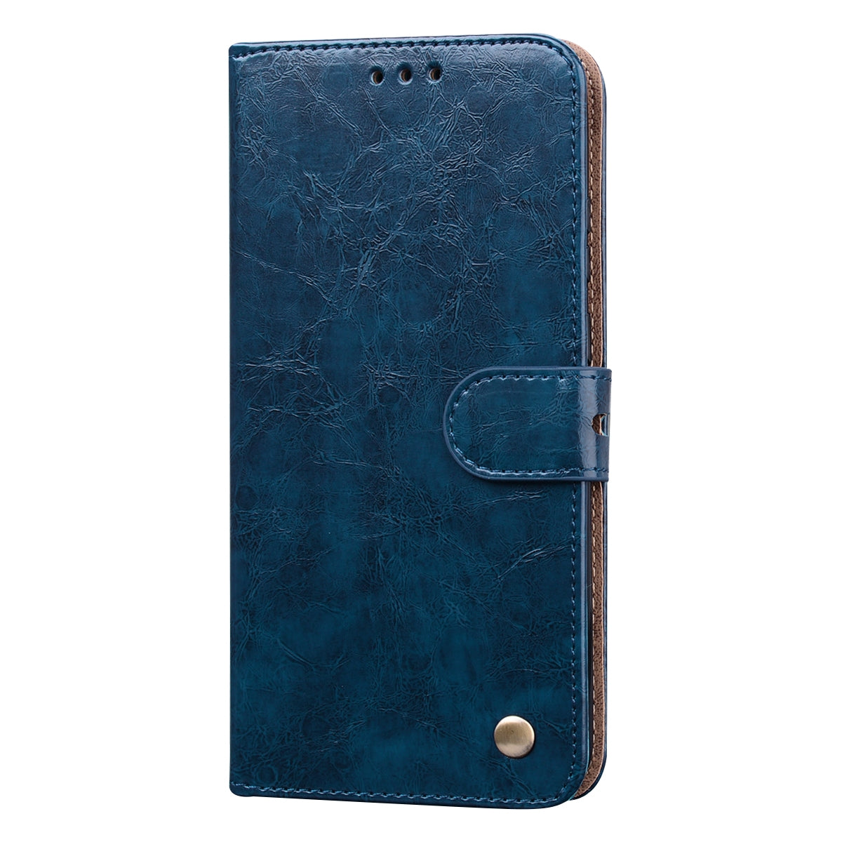 ELECTROPRIME Oil Wax Texture Shockproof Flip Leather Phone Case For iPhone 15(Blue)